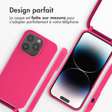 imoshion Coque en silicone avec cordon pour Apple iPhone 14 Pro - Fluor Roze