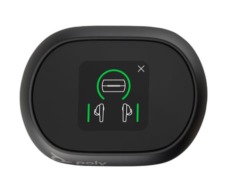 Poly Intrauriculares Voyager Free 60+ UC color Negro Carbono +Adaptador USB_C BT700 +Estuche de carga con pantalla táctil