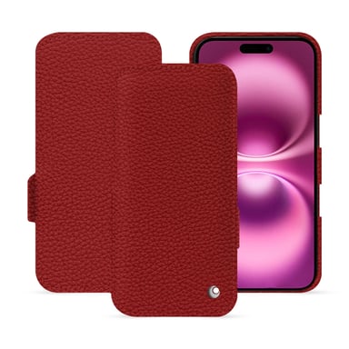 Housse cuir Apple iPhone 16 Plus -  - Rouge - Cuir grainé