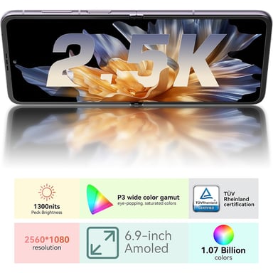 Blackview HERO 10 Teléfono Plegable, Pantalla AMOLED de 6.9 pulgadas, 12GB + 256GB, Cámara de 108MP, Carga Rápida de 45W, NFC, ID de Huella Digital, Android 13