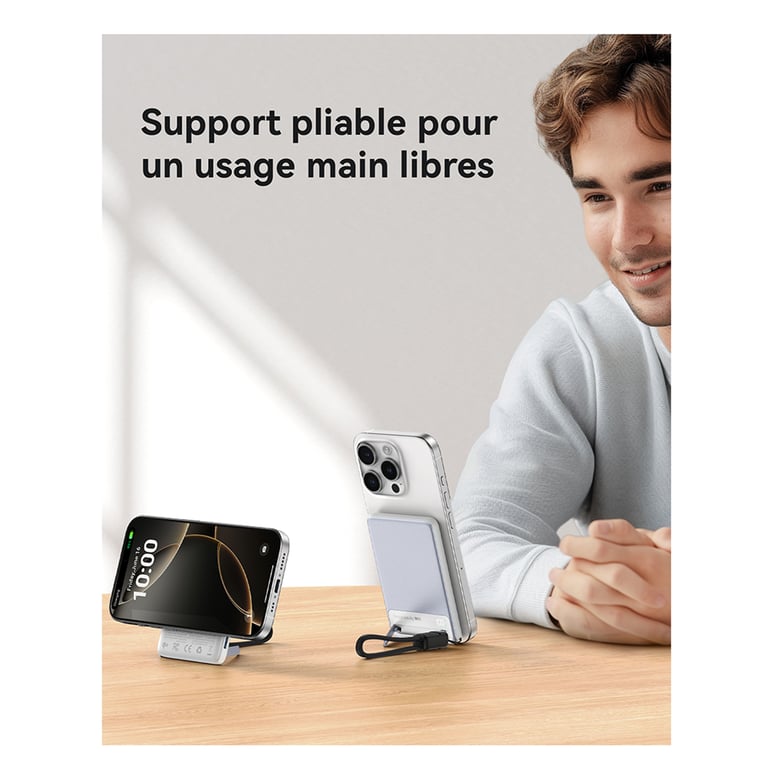PB MagPro Slim 5k mAh Magnet+ USB C + cbl USB C Bk - vue 5