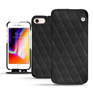 Housse cuir Apple iPhone 8 -  - Noir - Cuir lisse couture