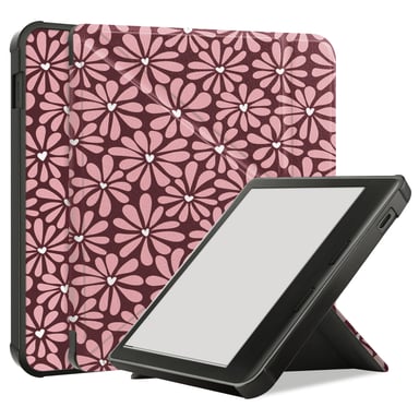 imoshion Étui de liseuse portefeuille design Pliable pour Kobo Libra Colour - Bloom Love Blush