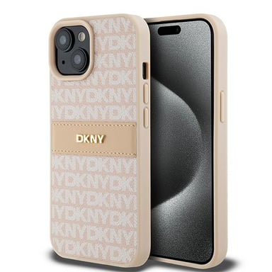 Custodia per iPhone 15 Repeat Pattern Tonal Stripe Edition con logo metallico