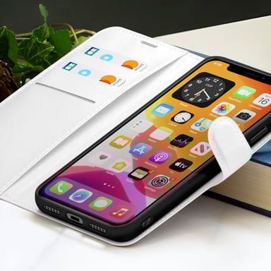 Zanaé Funda tipo cartera para iPhone XR con función de soporte y lengüeta magnética Blanco