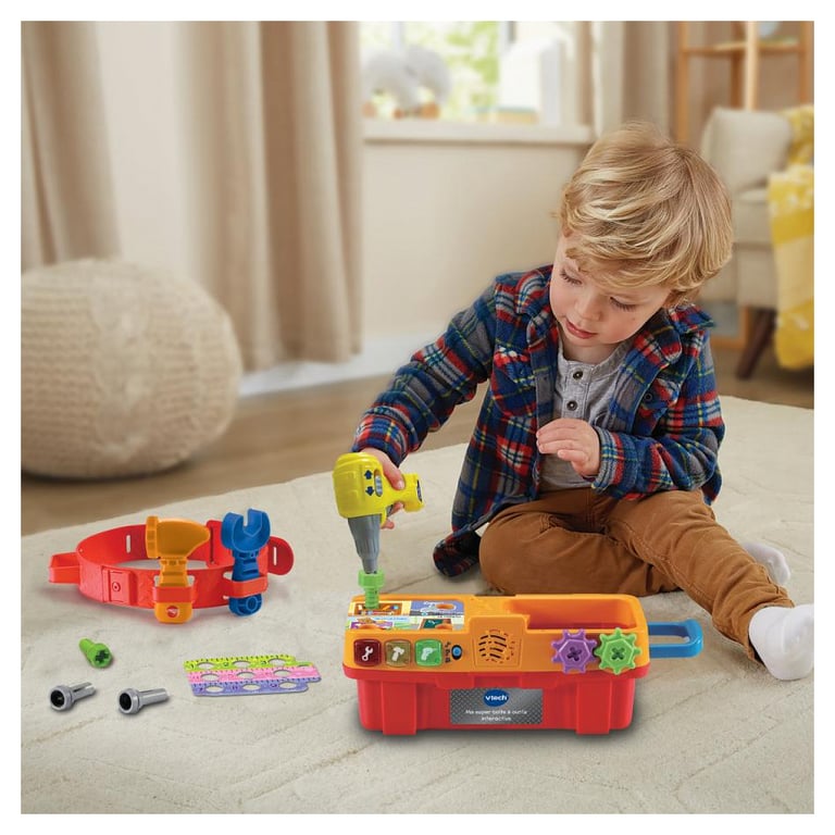 VTech Ma Super Boîte à Outils Interactive Caisse à Outils Enfant Éducative avec Ceinture Porte Outils 11 Pièces et Accessoires de Jeu Cadeau Enfant de à Contenu en Français - vue 4