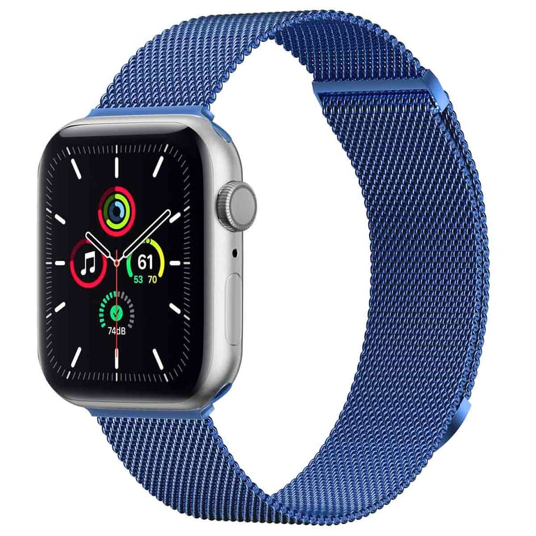 imoshion Bracelet magnétique milanais pour Apple Watch Series 1 - 9 / SE (38/40/41 mm) | Series 10 / 11 (42 mm) - Taille M - Bleu - Neuf