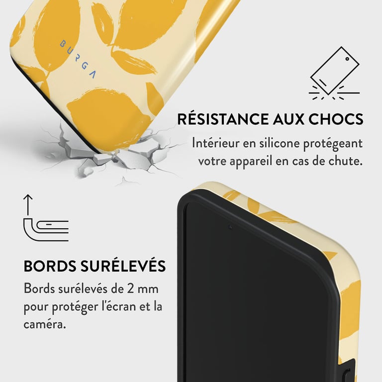 Burga Coque arrière Tough pour iPhone 15 - Lemon Tart