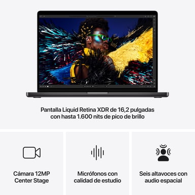 MacBook Pro M4 (2024) 16', 1 To 16 cœurs 48 Go Apple GPU 40, Noir sidéral - QWERTY Espagnol