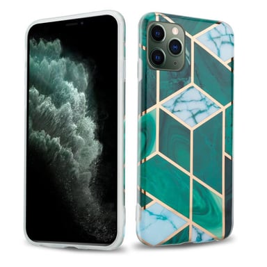 Coque pour Apple iPhone 12 MINI en Marbre Or Blanc Vert Foncé No. 6 Housse de protection Étui en silicone TPU avec motif mosaïque