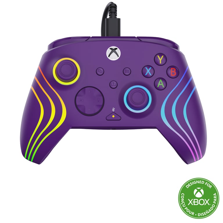 Turtle Beach Afterglow Wave Controller Violet Manette de jeu RGB filaire - Licence pour Xbox Series XS, Xbox One et Windows - Boutons programmables, gachettes à effet Hall, commandes audio - Neuf