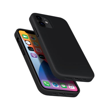 Custodia antiurto in morbido silicone gel per Apple iPhone 12 mini, nero satinato