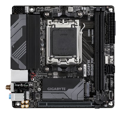 GIGABYTE B650I AX Carte mère - AMD Ryzen série 9000, VRM 5+2+1 phases, jusqu'à 6400 MHz DDR5 (OC), 1xPCIe 4.0 M.2, LAN 2,5 GbE, WIFI 6E, USB 3.2 Gen 2
