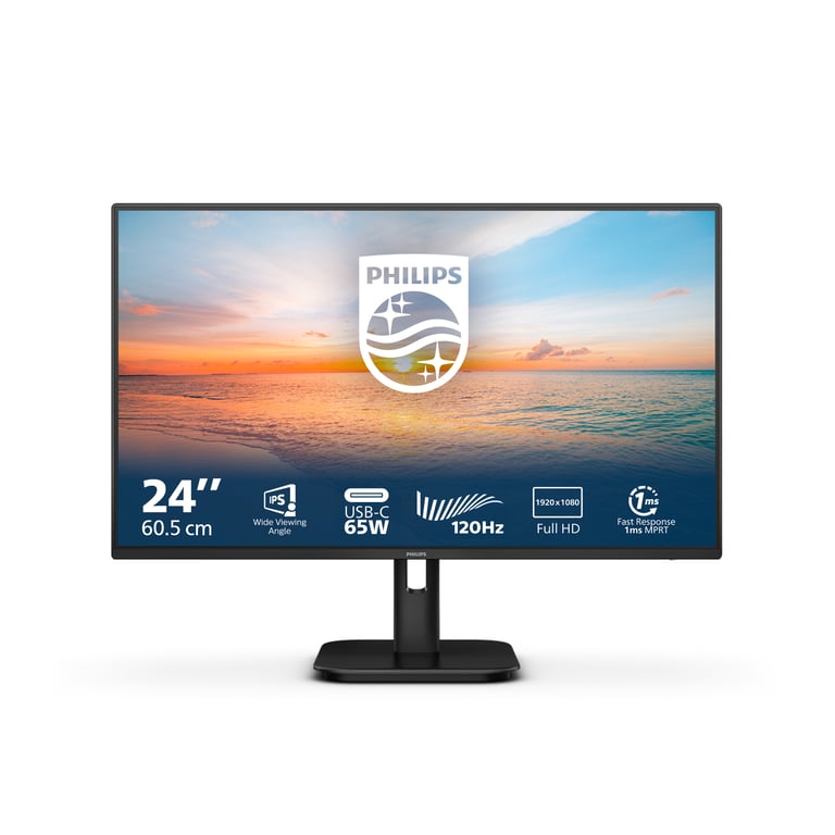 Philips 24E1N1300A Moniteur FHD 24 Pouces 100 Hz IPS 1 ms Alimentation USB C Haut parleurs Anti Scintillement Mode LowBlue 1920 x 1080 250 CDm² HDMI 1.4 / USB C - vue 2