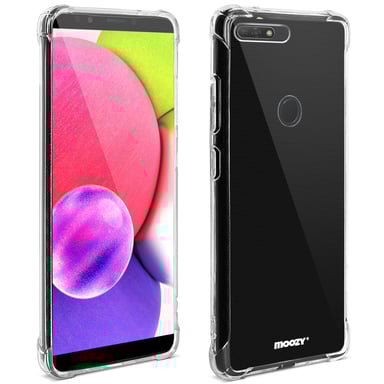Moozy Coque en silicone anti-choc pour Huawei Y6 2018 - Coque de téléphone transparente et transparente en TPU souple