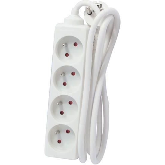 CHACON Bloc multiprise rallonge 4 prises 5m Lot de 2