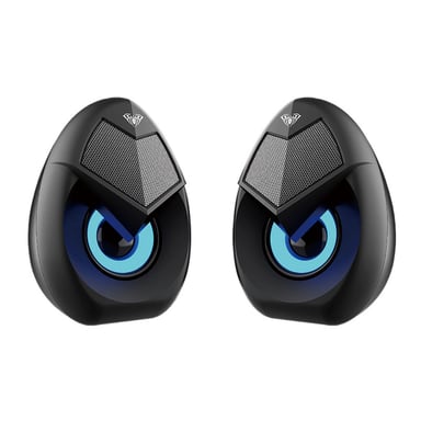 Aula N-69 Elegante Altavoz Estéreo Compacto para PC / Portátil 2.0 10W 3.5mm + USB RGB + Mando a Distancia Negro