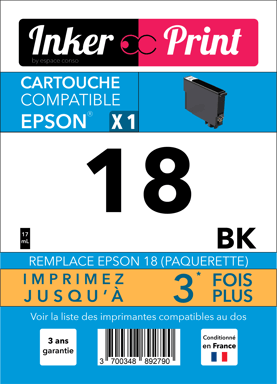 Cartouche d'encre recyclée compatible avec EPSON 18 XL (Noir)