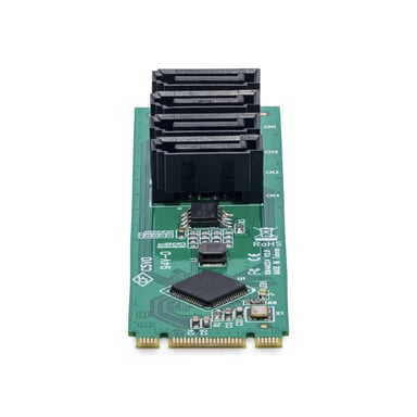 StarTech.com Tarjeta Adaptador de 4 Puertos M.2 a SATA para HDD/SSD - Chipset ASM1064 - Tarjeta de Expansión para Windows/MacOS/Linux
