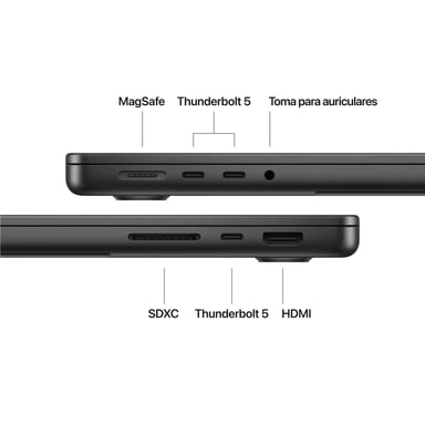 MacBook Pro M5 Pro (2026) de 14'', 2 TB, RAM 24 GB, GPU Apple 20, negro espacial - QWERTY ES