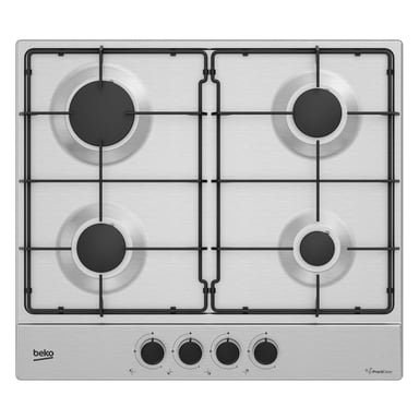 Table de cuisson à gaz encastrable Beko HIAG64223SXE 4 brûleurs en acier inoxydable - Neuf