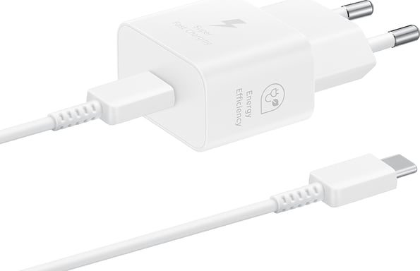 Kit Chargeur USB C 25W + Câble USB C / USB C 1m Blanc Samsung