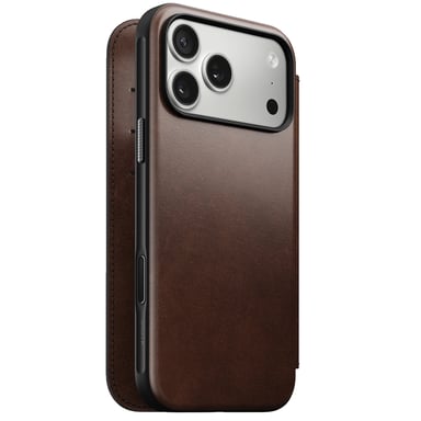 Nomad Funda tipo cartera de cuero Horween Modern Series para iPhone 17 Pro Max con MagSafe Marrón Oscuro