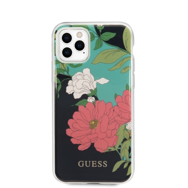Guess Coque - Iphone 11 Pro Max - Fleur - Shiny - Rigide avec bords souples Noir - vue 3