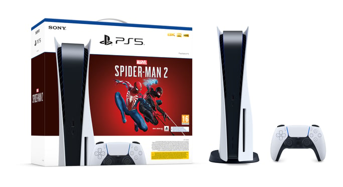 CONSOLE PS5 SLIM 1000 GO ( 1TO) DISQUE VERSION + 2 JEUX ( SPIDERMAN MILES  MORALES + RATCHET & CLANCK RIFT APART )