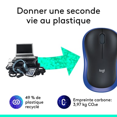 LOGITECH - ratón óptico inalámbrico - M185 Azul