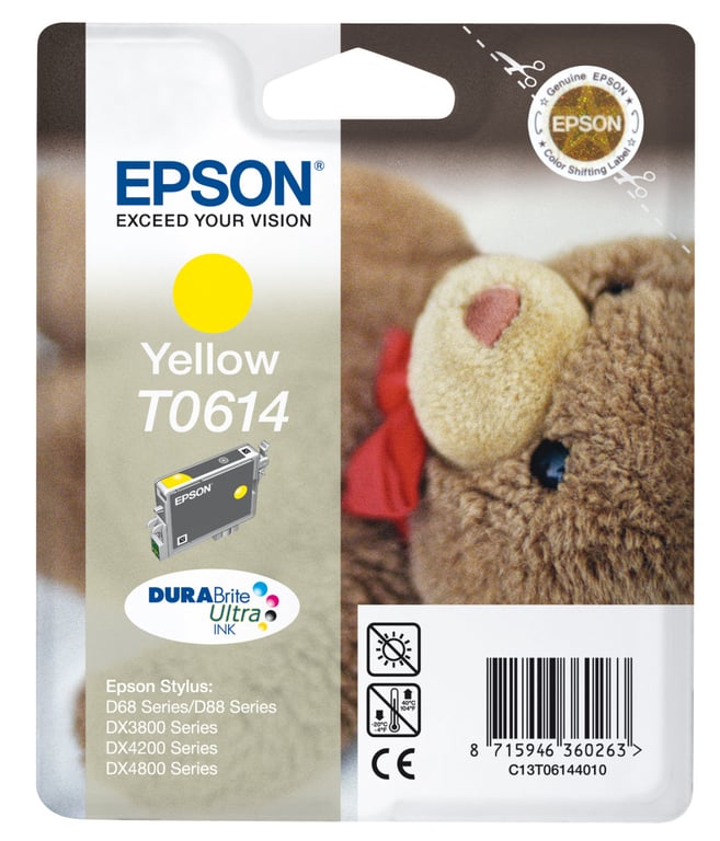 Epson T0614 8 ml jaune originale emballage coque avec alarme radioélectrique/ acoustique cartouche d'encre pour Stylus D68 D88 DX3800 DX3850 DX4200 DX4250 DX4800 DX4850 - vue 2