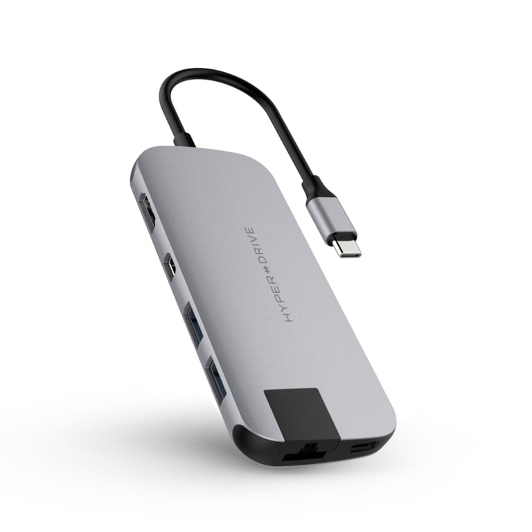 HYPER HyperDrive SLIM USB 3.2 Gen 1 (3.1 Gen 1) Type-C Noir, Gris - Neuf