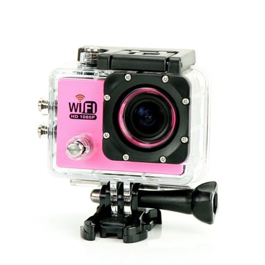 Camera Embarquée Sports Wi-Fi LCD Caisson Étanche Waterproof HD 12 Mp Rose 16Go YONIS