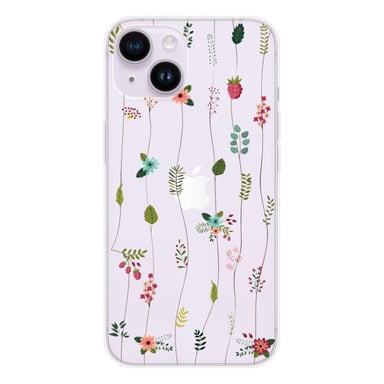 Coque en silicone - Compatible Apple iPhone 15 - design montee de fleurs