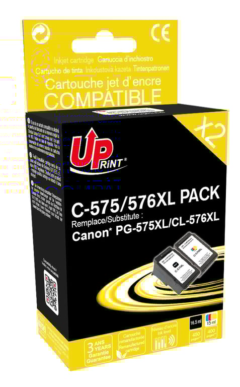 Pack UPrint compatible CANON PG 575XLCL 576XL 2 cartouches Neuf