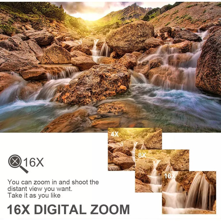 INF Caméra vidéo 4K UHD 48MP avec zoom 16x, objectif à grand angle et carte 32 Go - Neuf - vue 3