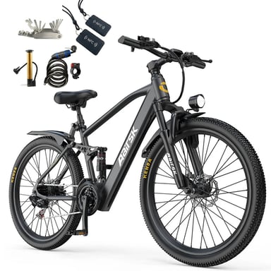 Aairsk GT900 26'' Bicicleta eléctrica de montaña y ciudad Negro, velocidad máxima de 25 km/h, hasta 64 km de autonomía
