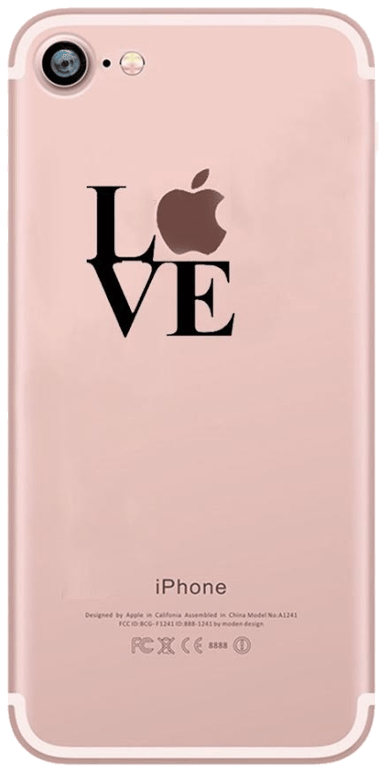 Coque Silicone IPHONE 7 Love Fun APPLE Amour Pomme Transparente Protection Gel Souple