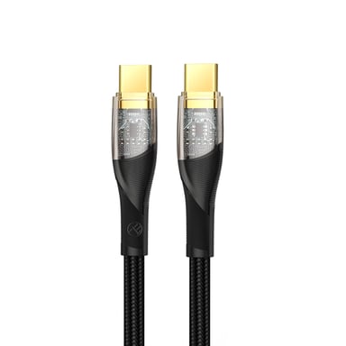 Câble de données transparent Tellur USB-C vers USB-C, PD60W, 1 m, noir