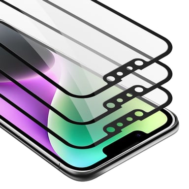 3x Verre trempé pour Apple iPhone 14 en TRANSPARENT avec NOIR 3x Film de protection d'écran durci tempered glass plein écran d'une dureté de 9H avec 3D Touch