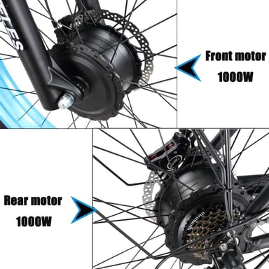Vélo électrique KETELES K800, moteur 2000W, batterie 48V 23Ah, vitesse maximale 50 km/h, autonomie 100 km, pneus 26*4,0 pouces, noir et bleu.