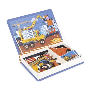 Magnéti'Book Thème Construction : Jouet Éducatif avec Véhicules de Chantier - Neuf