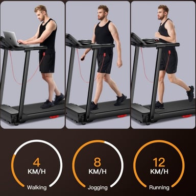 ROBORE P16 Cinta de Correr Plegable 12 KM/H, 12 Programas Integrados, con Sensor de Frecuencia Cardíaca, Sistema de Doble Amortiguación, Capacidad de Peso 136 kg