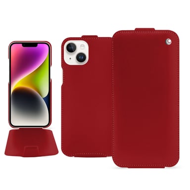 Housse cuir Apple iPhone 15 Plus - Rabat vertical - Rouge - Cuir lisse