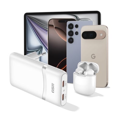 Chargeur de Voyage GaN 65W Prises EU US UK AUS avec 2x USB-C PD Blanc