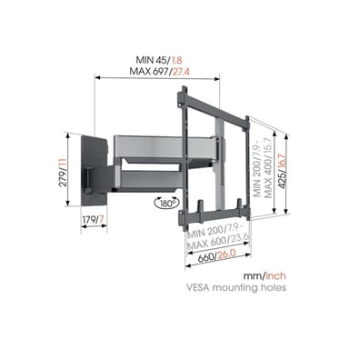 Vogel s ELITE TVM 5855 SCHERMO PIATTO DA MURO ORIENTABILE PER TELEVISORI DA 55 A 100