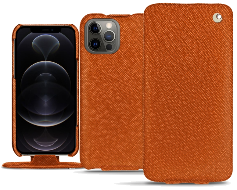 Housse cuir Apple iPhone 12 Pro - Rabat verticalOrange