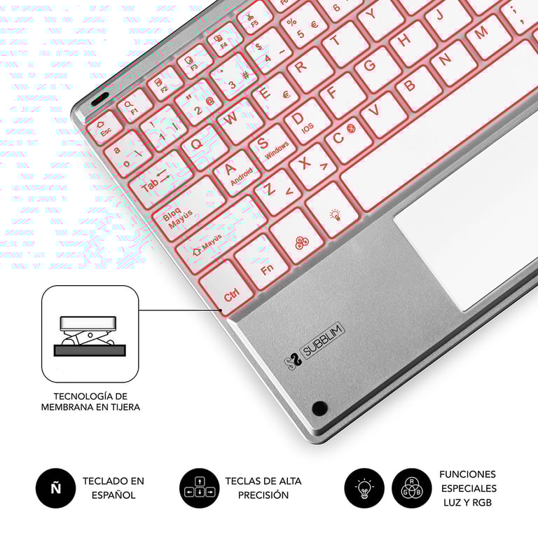 SUBBLIM TECLADO SMART BACKLIT TOUCHPAD BLUETOOTH QWERTY Espagnole Neuf - vue 2