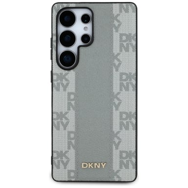 Custodia DKNY in pelle a motivo check compatibile MagSafe per S25 Ultra, colore taupe