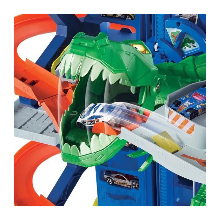 HOT WHEELS City Super Dino Robot Garage 90 cm de haut 100 places de parking 2 vehicules inclus Neuf - vue 10